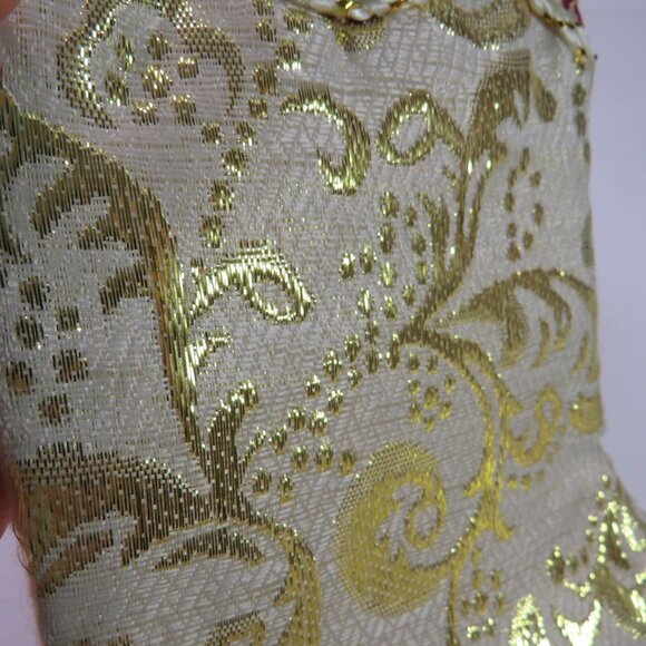 Brocade and Tapestry Stocking burgundy & gold one sided Christmas Victorian - Picture 2 of 7